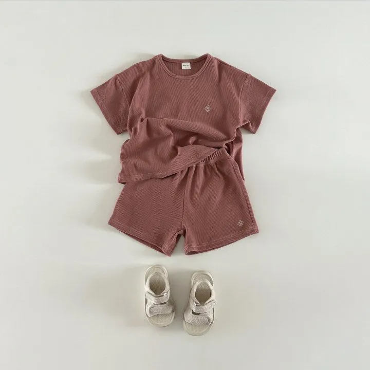 2 Pieces Set Baby Kid Girls Boys Solid Color Tops And Shorts Wholesale 24030127