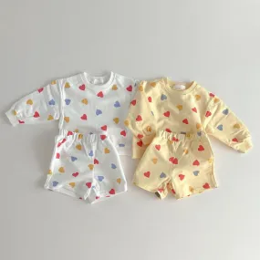 2 Pieces Set Baby Kid Girls Love heart Print Tops And Shorts Wholesale 231130112