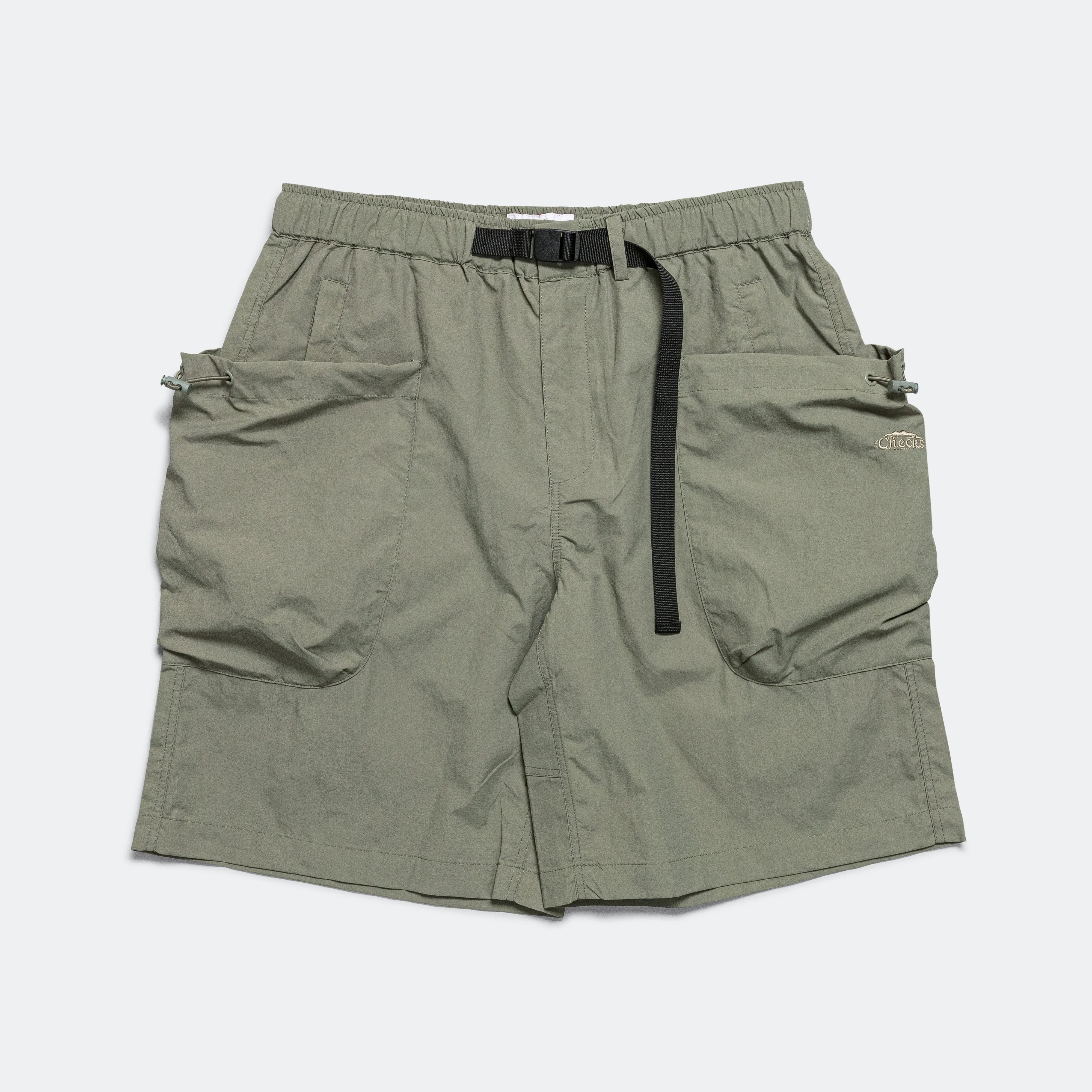 3D Pocketed Belted Shorts - Olive