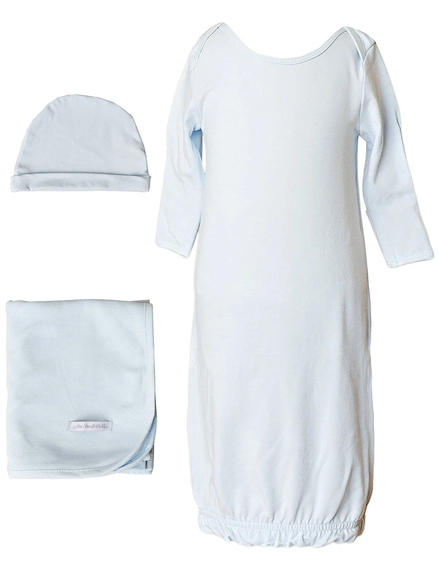 Baby Boys Bamboo 3pc Gown Hat Blanket Layette Set 3M-6M