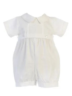 Baby Boys White Cross Detail Christening Dominic Romper 0-18M