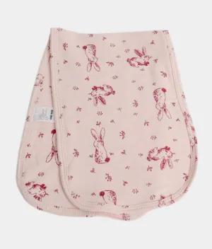 Baby Burp Cloth  - Pink Bunny Sketch Print