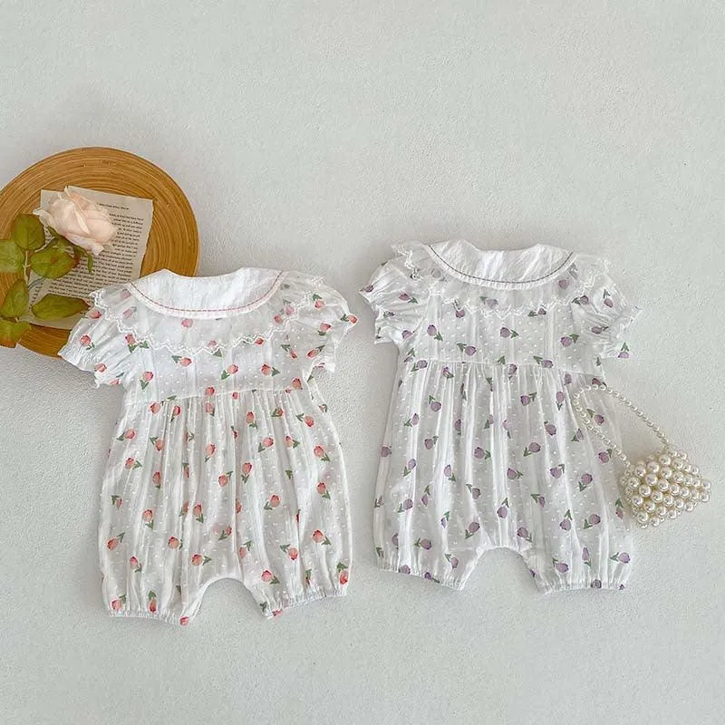 Baby Girls Flower Print Rompers