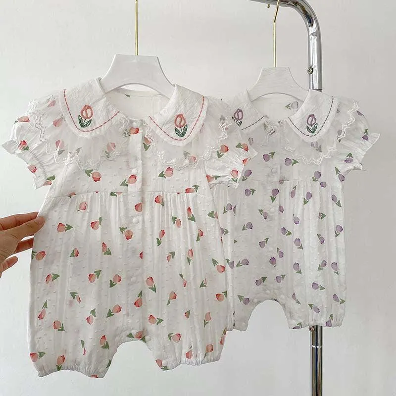 Baby Girls Flower Print Rompers