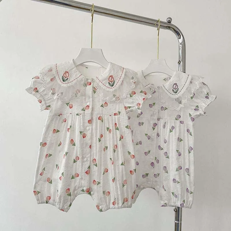 Baby Girls Flower Print Rompers