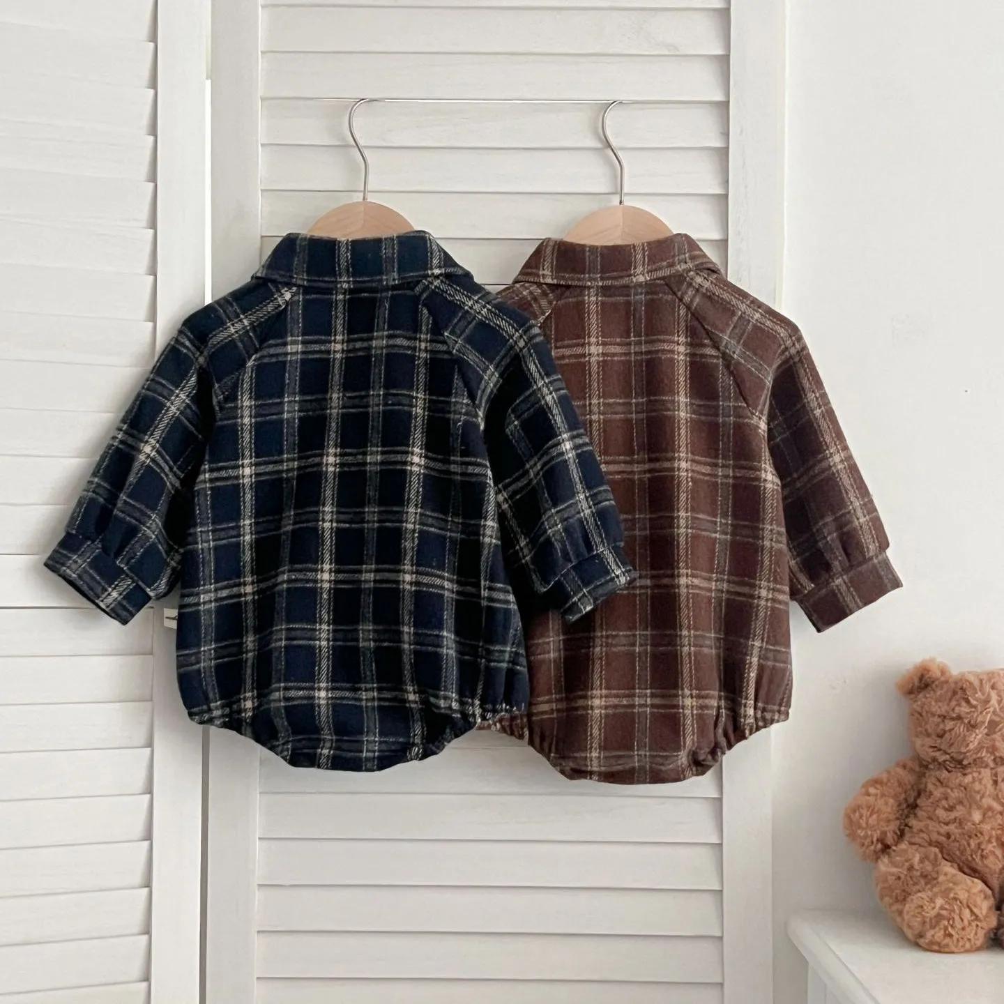 Baby Kid Boys Checked Rompers Wholesale 240301165