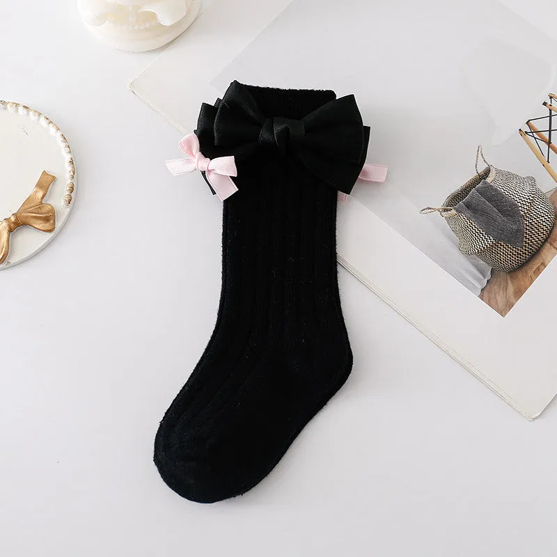 Baby Kid Girls Solid Color Bow Accessories Socks Wholesale 24011142