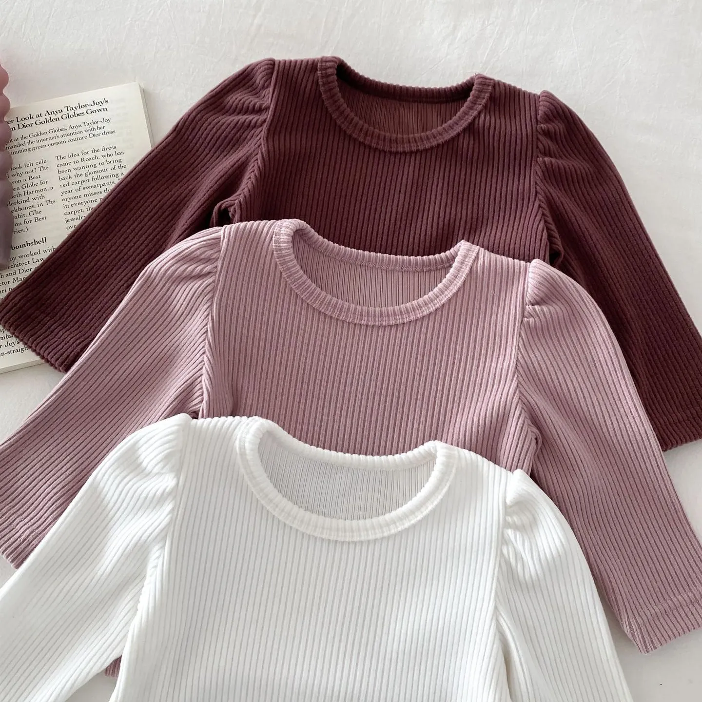 Baby Kid Girls Solid Color Tops Wholesale 240111106