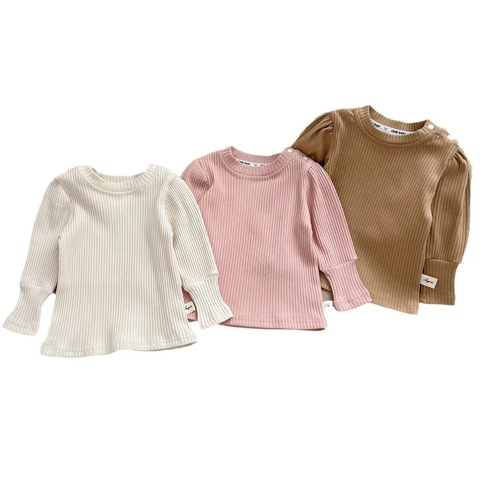 Baby Kid Girls Solid Color Tops Wholesale 240301122