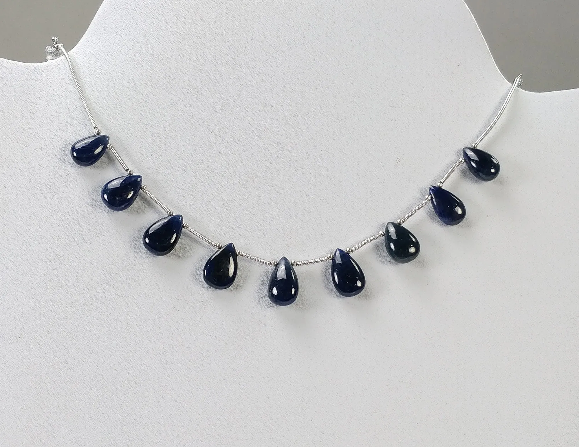 BLUE SAPPHIRE Gemstone Loose Beads : 51.80cts Natural Untreated Sapphire Plain Almond Beads 11.5*5mm - 14*8.5mm