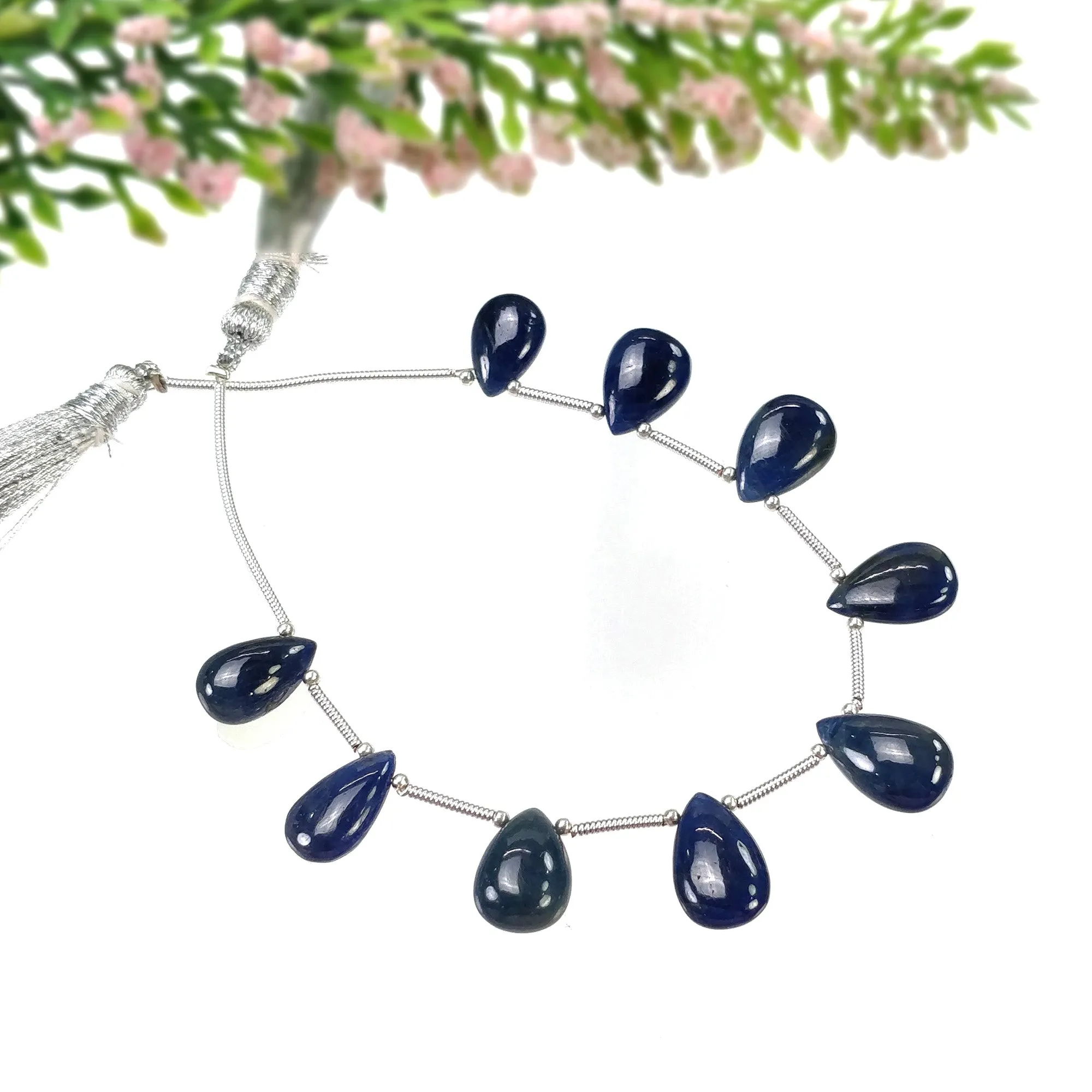 BLUE SAPPHIRE Gemstone Loose Beads : 51.80cts Natural Untreated Sapphire Plain Almond Beads 11.5*5mm - 14*8.5mm