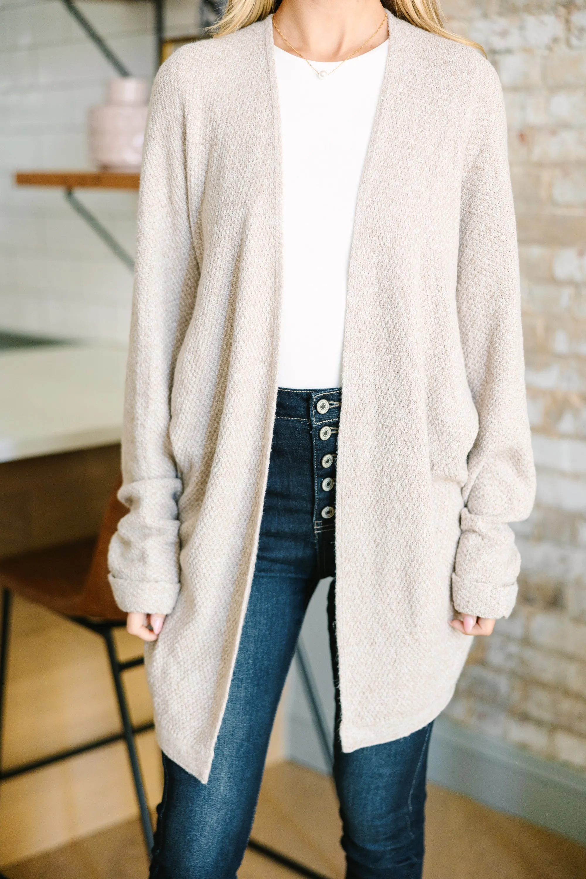 Call On Me Light Taupe Cardigan