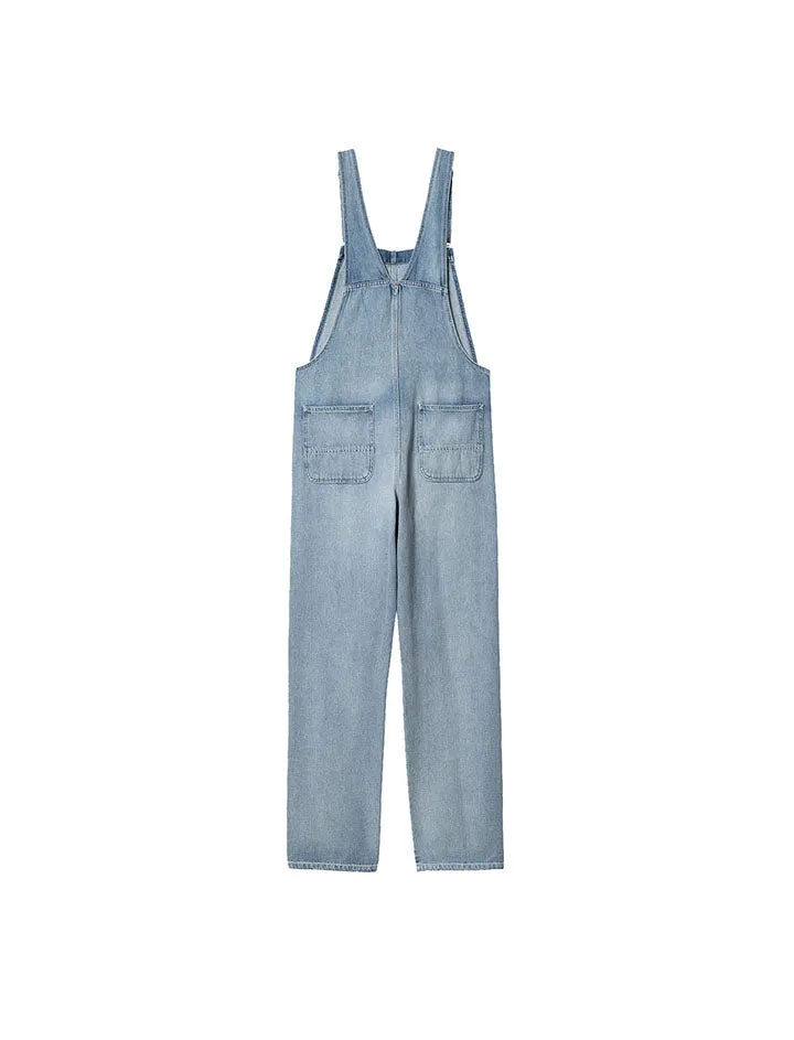 Carhartt WIP Womens Bib Overall Straight Blue Light Stone Washed