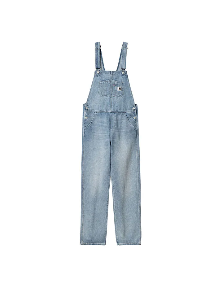 Carhartt WIP Womens Bib Overall Straight Blue Light Stone Washed