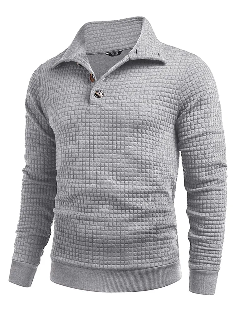 Casual Quarter Collar Waffle Sweatshirt (US Only)