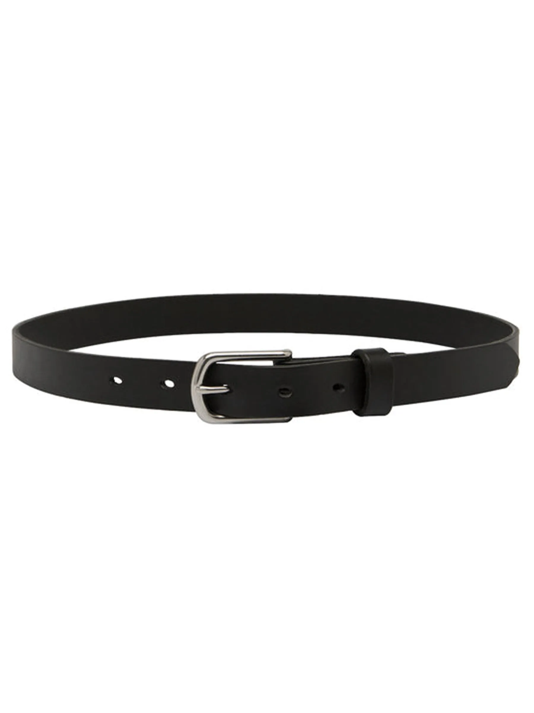 Classic Leather Belt - Black and Silver