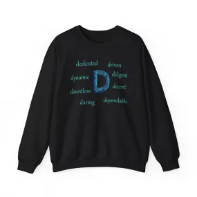 D Alphabet Sweatshirt, Motivational, Alphabet Initial "D" Optimistic, Mental Health Unisex Heavy Blend™ Crewneck Sweatshirt, Self-affirming Sweatshirt