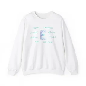 E Alphabet Sweatshirt, Alphabet Initial "E" Unisex Heavy Blend™ Mental Health, Motivational, Optimistic Crewneck Sweatshirt, Self-affirming Sweatshirt