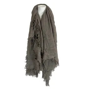 Faliero Sarti Pale Cocoa Embroidered Cashmere & Alpaca Scarf