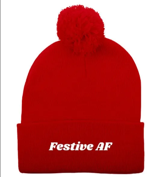 Festive AF Pom-Pom Knit Toque