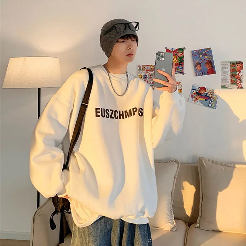 Foesce -100% Cotton High Quality Round Neck Men's Sweatshirt Harajuku Letter Print Hip Hop Autumn and Winter New Loose Couple Streetwear