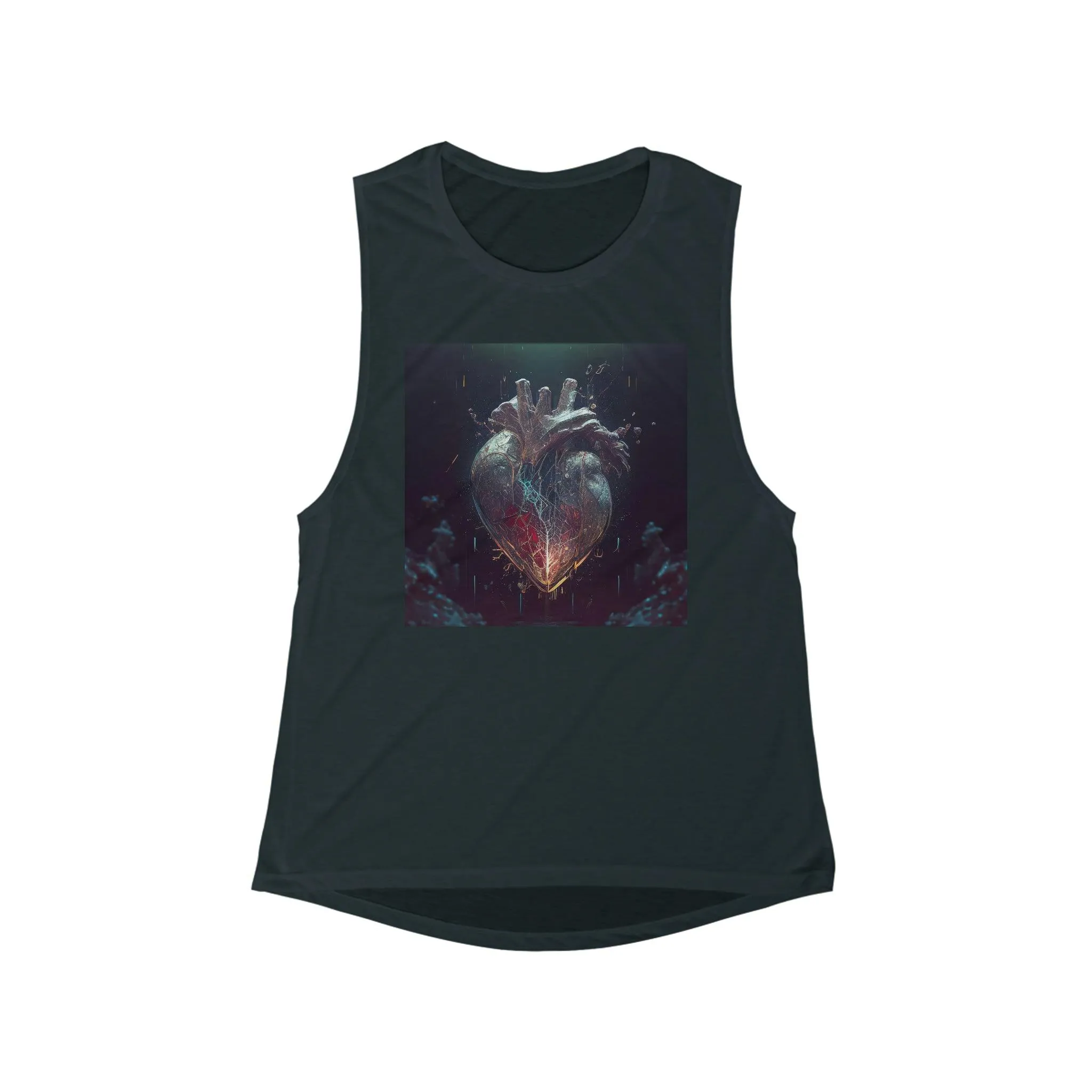 For Her -Flowy Scoop Muscle Tank - AI Art - Mending Heart