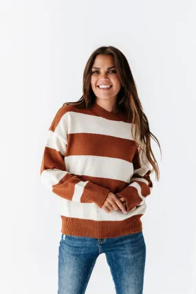 Freddie Stripe Sweater in Rust - Size Small Left