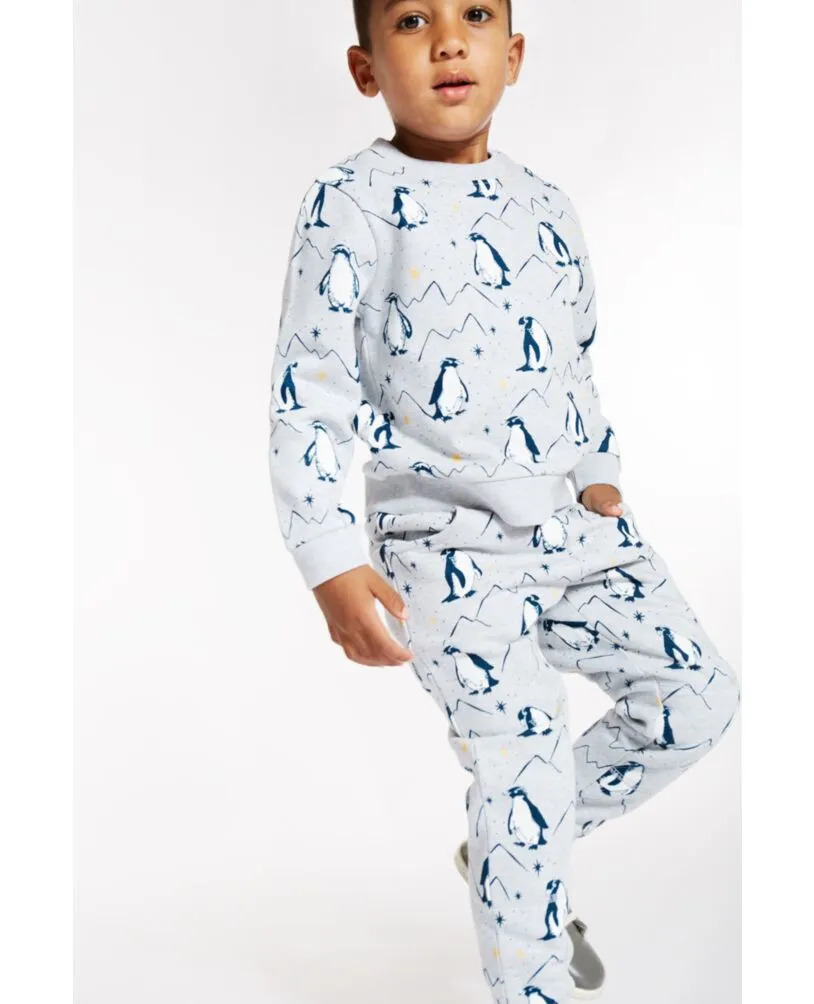 Frugi Grey Marl Penguins Printed Snug Joggers