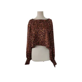 H&M Cheetah Print Satin Cropped Blouse | Gently Used |