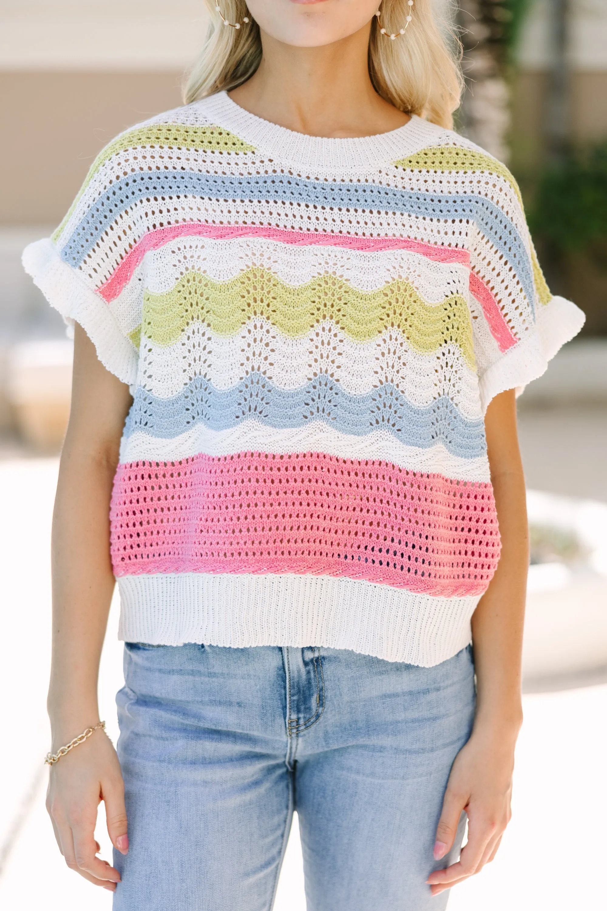 Just For Fun Pink Striped Sweater