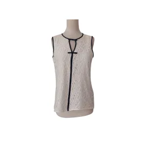 Karl Lagerfeld Cream Lace with Black Trim Sleeveless Blouse  | Gently used |