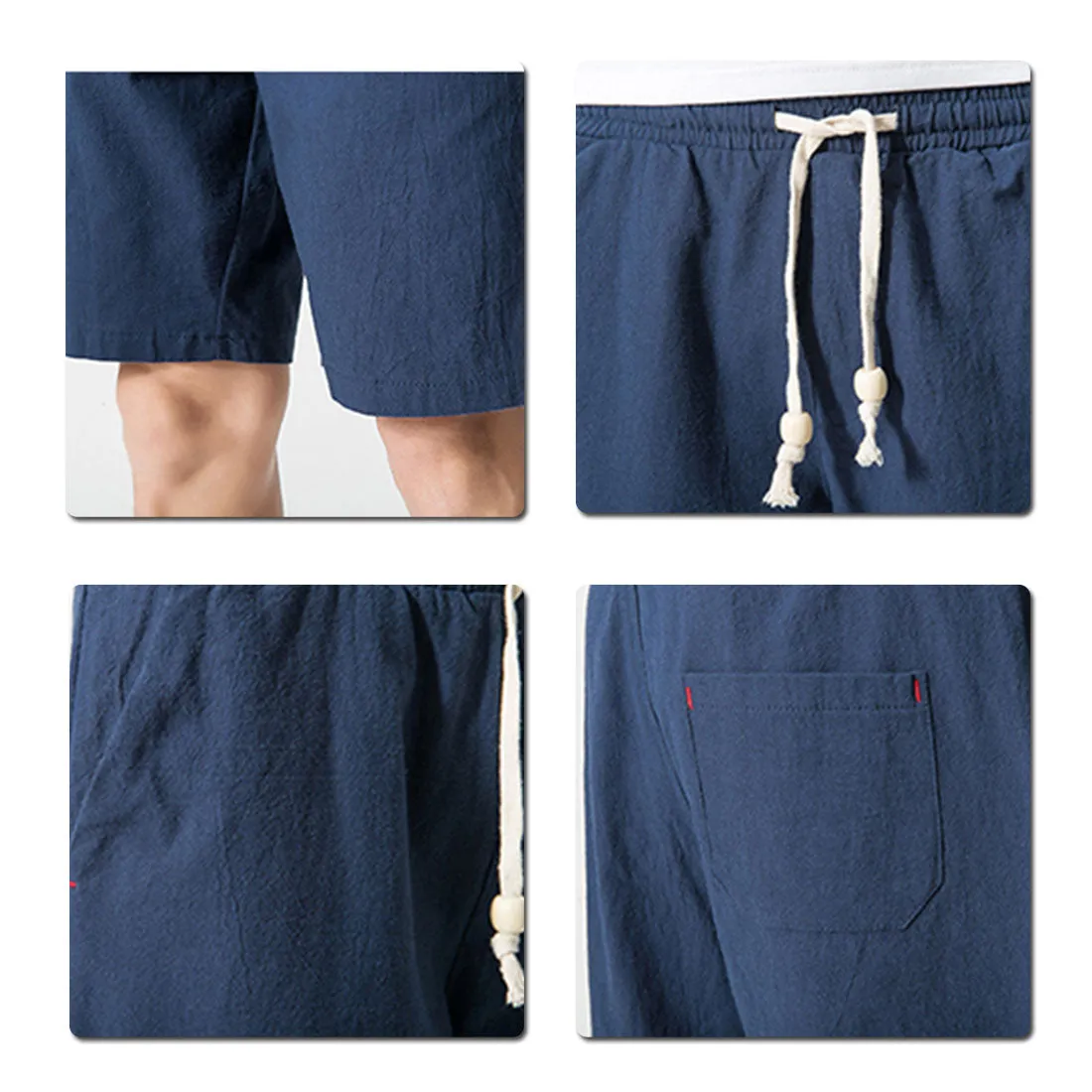 Loose Elastic Waist Shorts Blue