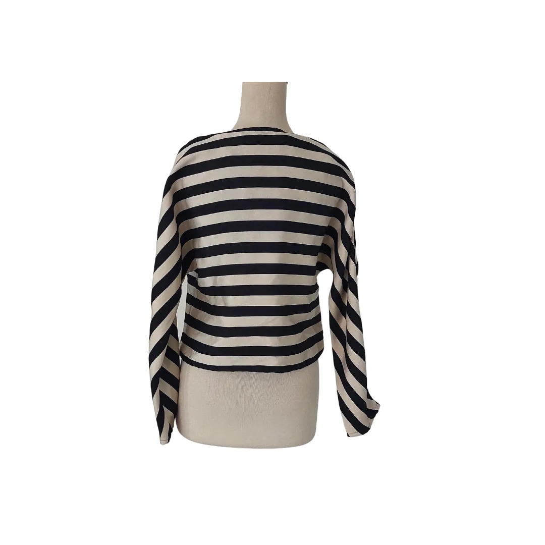 Mango Cream and Black Striped Blouse | Gently Used |