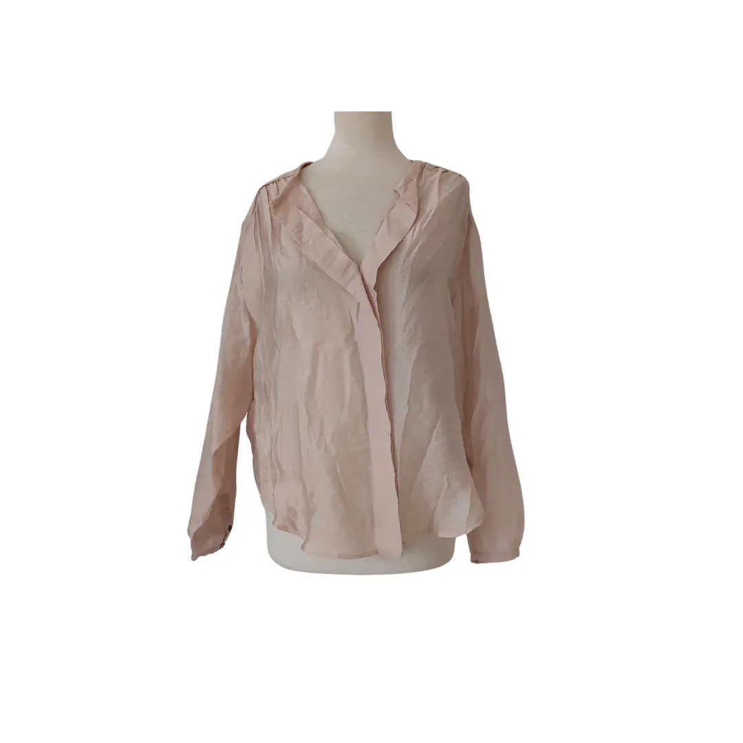 Mango Light Blush Pink Semi-sheet Flat-collar Blouse | Gently Used |