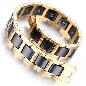 Men Tungsten Magnetic Bracelet Gold Black Elegant Gift