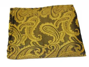 Mens Mustard & Black Paisley Pocket Square