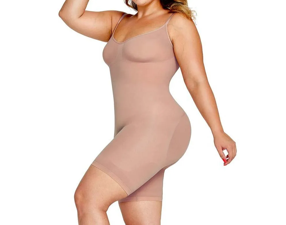 Oleidi Sculpting Bodysuit Mid Thigh W. Open Gusset - Sand