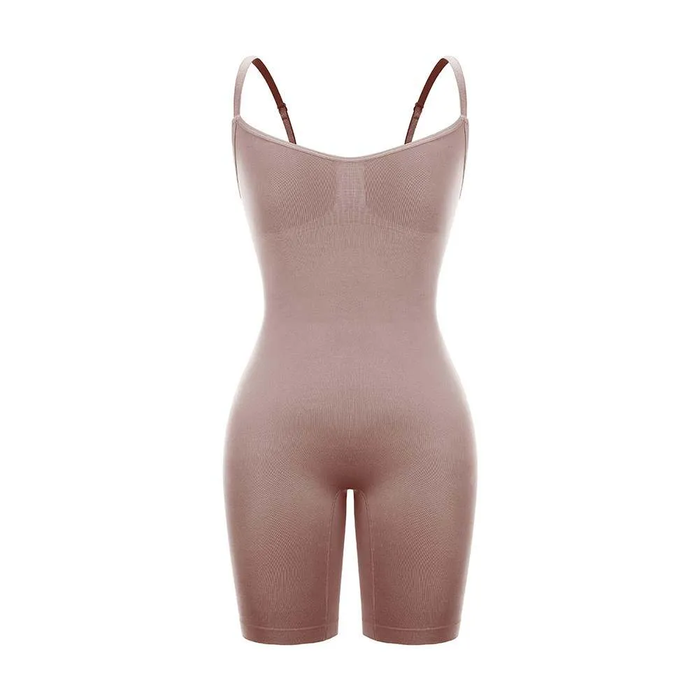 Oleidi Sculpting Bodysuit Mid Thigh W. Open Gusset - Sand