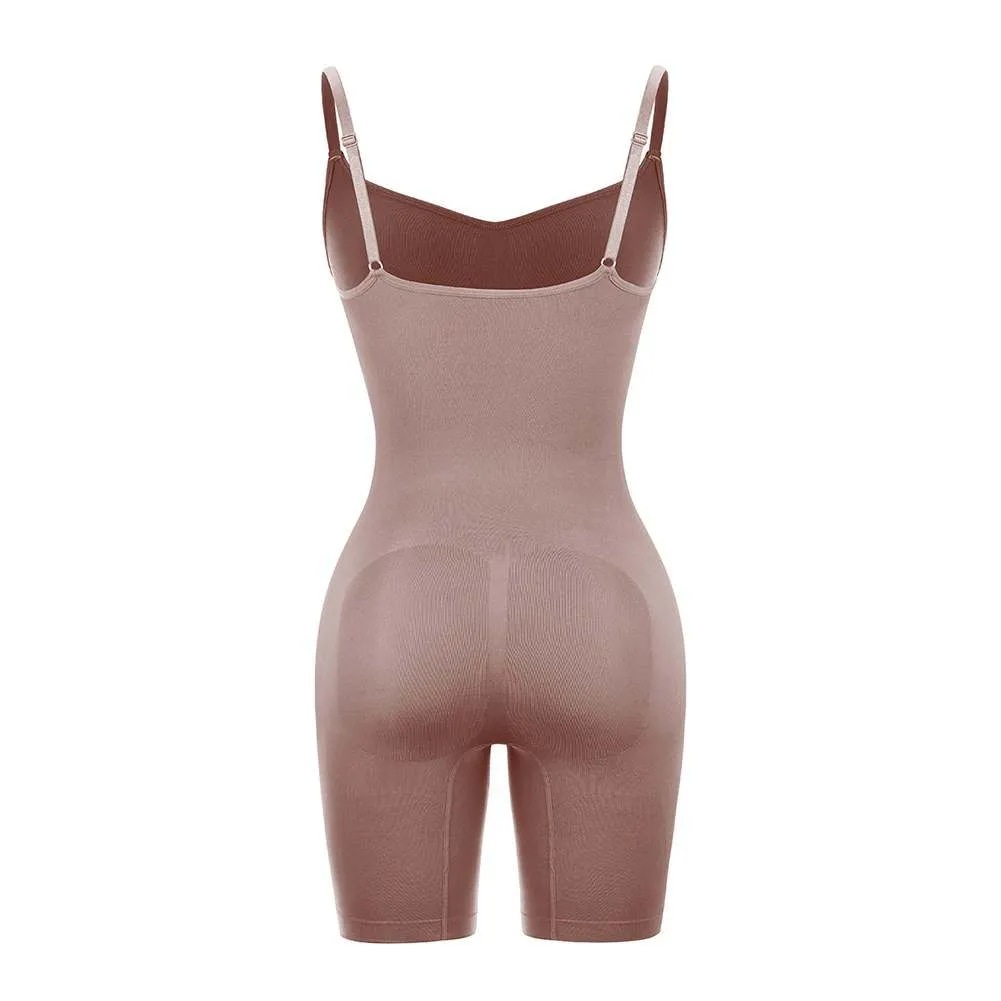 Oleidi Sculpting Bodysuit Mid Thigh W. Open Gusset - Sand