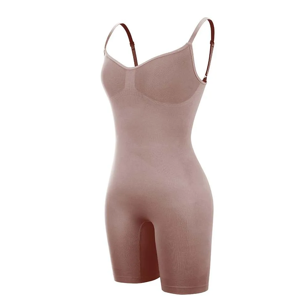 Oleidi Sculpting Bodysuit Mid Thigh W. Open Gusset - Sand