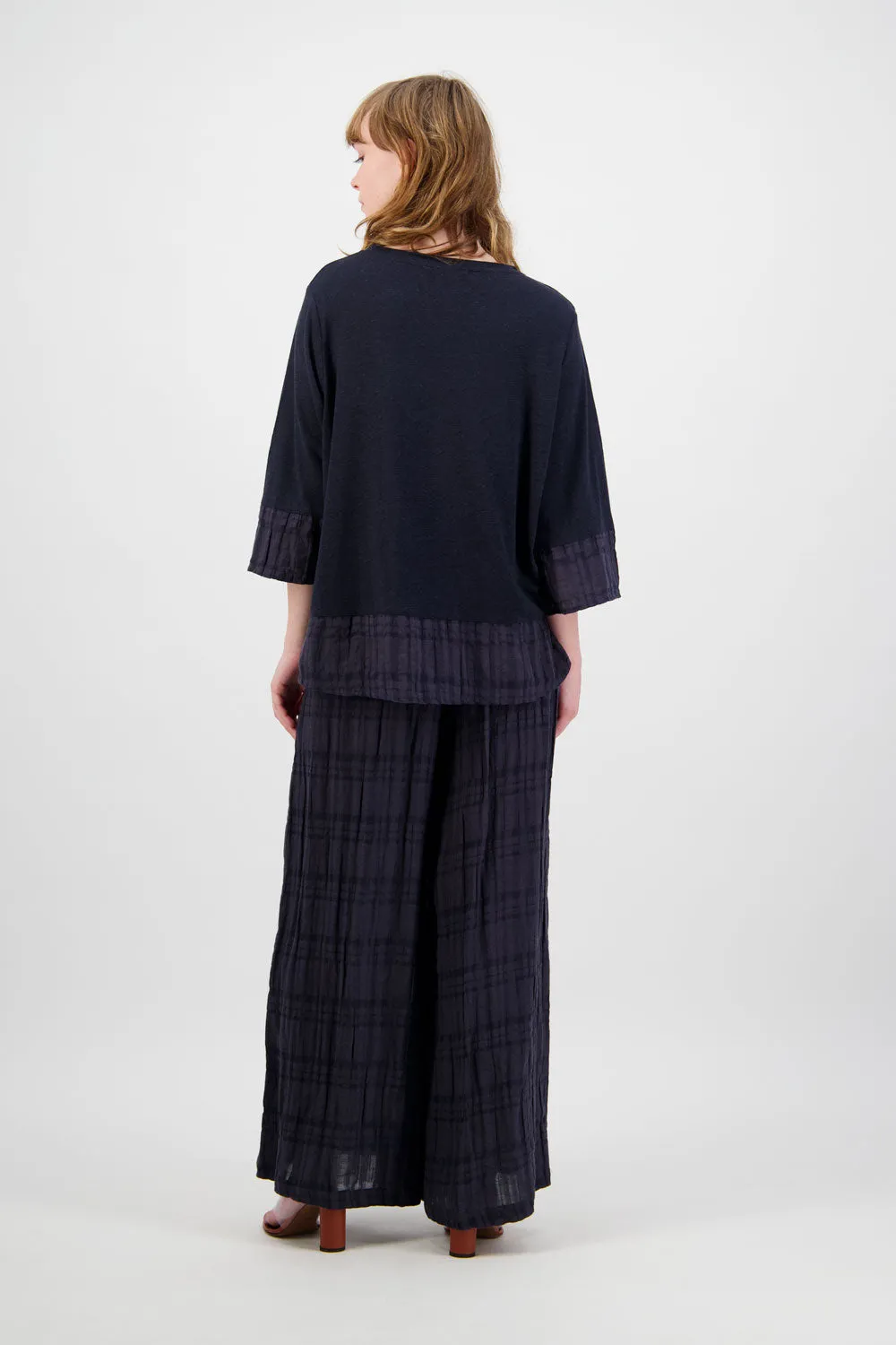 SABATINI CRINKLE LINEN PANT INK