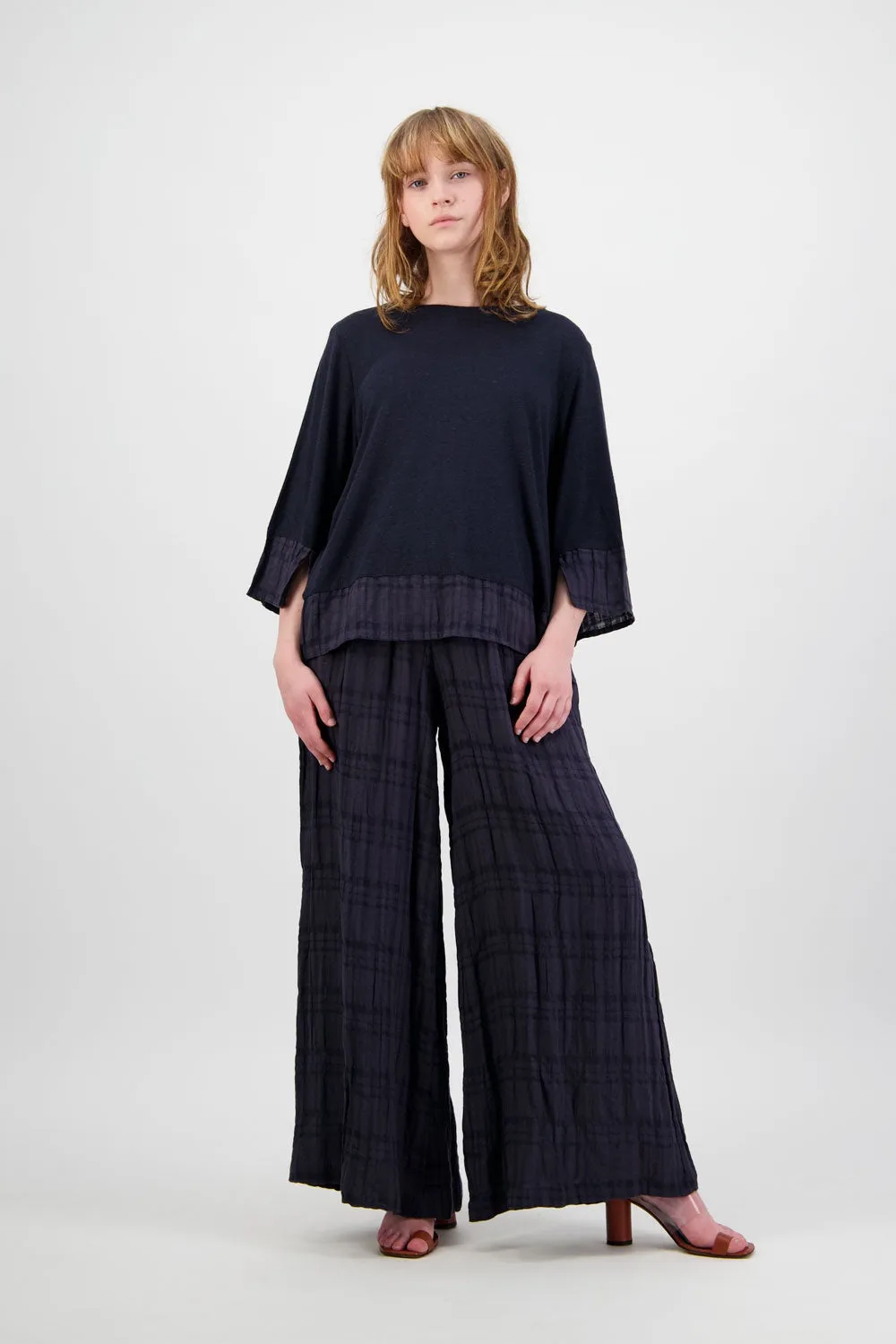 SABATINI CRINKLE LINEN PANT INK