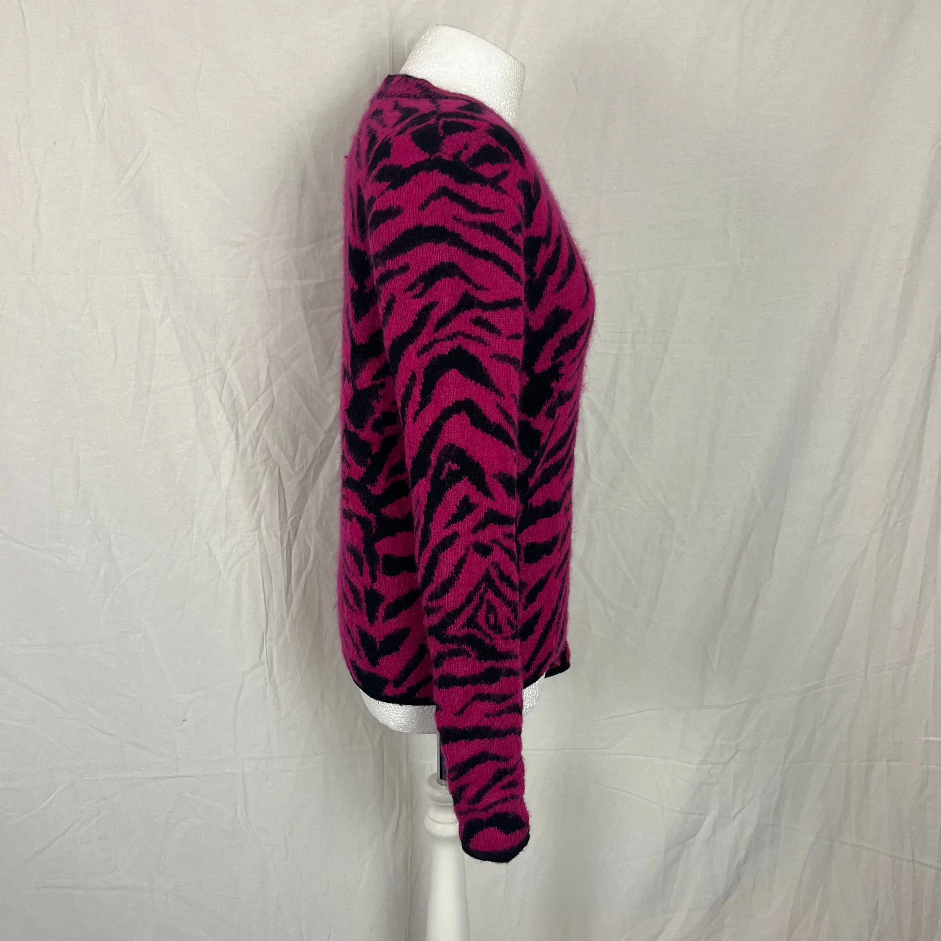 Saint Laurent Pink Zebra Print Mohair Jumper S