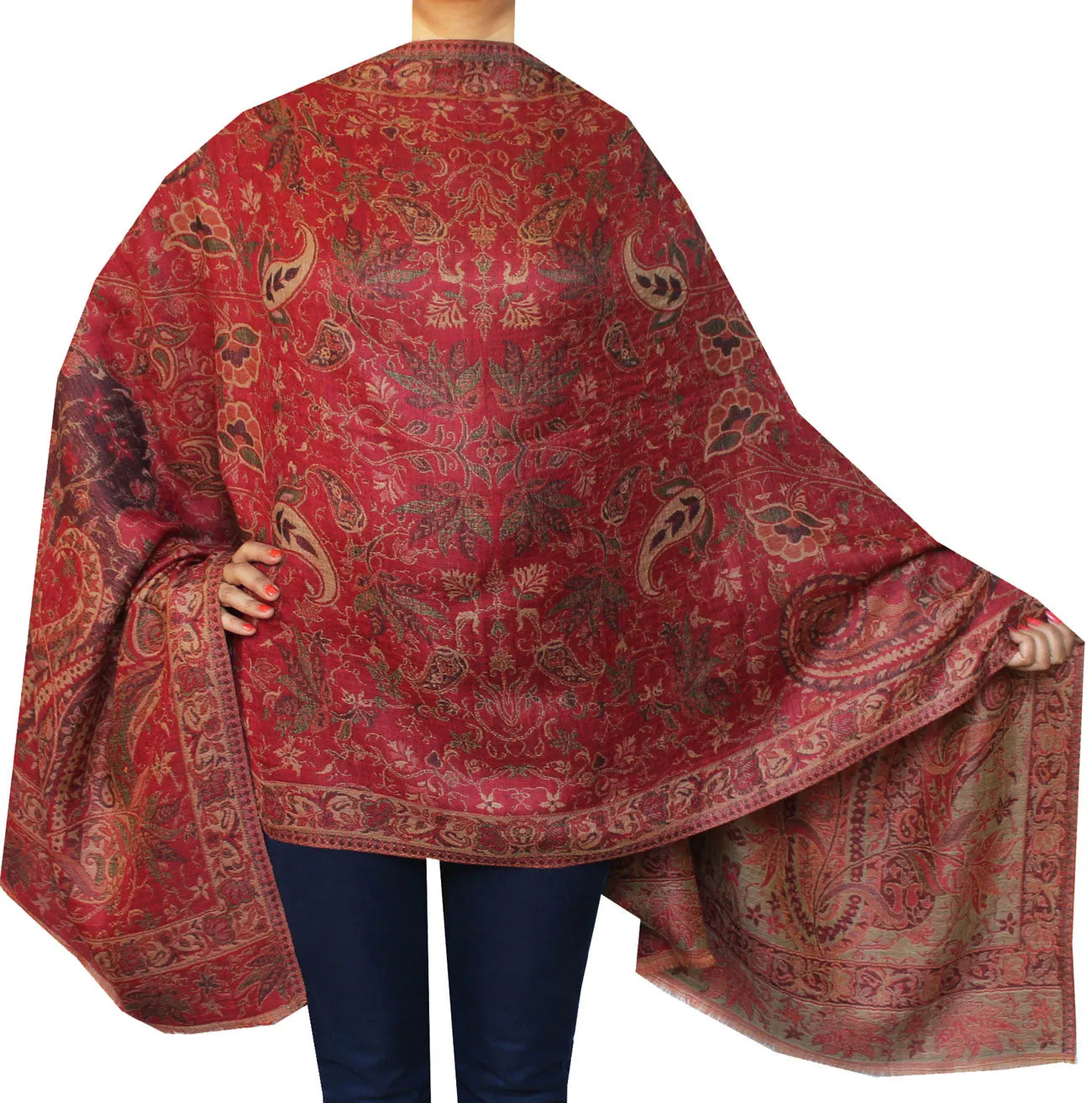 Shawls Paisley Wool Scarf Womens Indian Clothing Gift (84 x 30 inches)