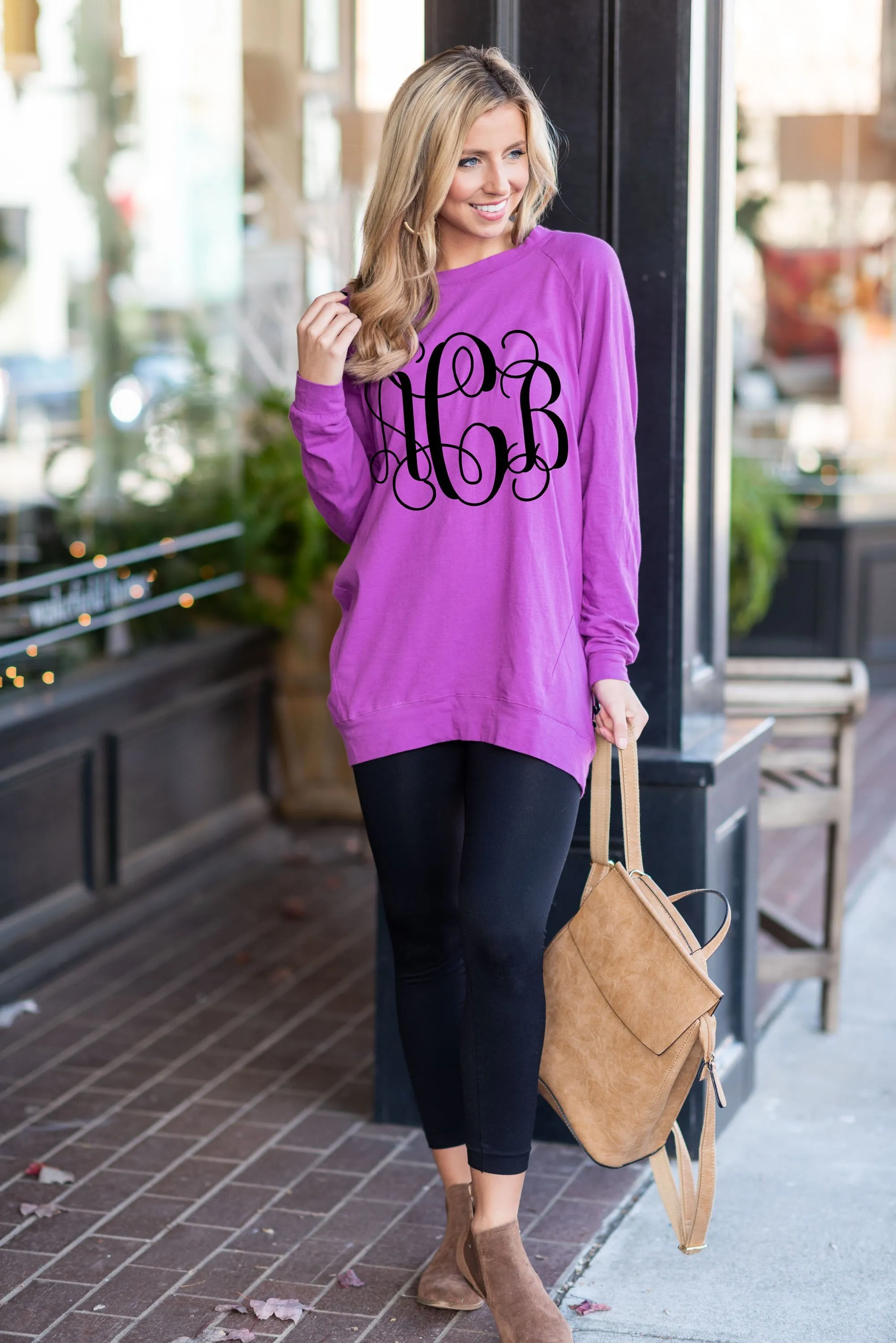 Slouchy Dolman Bodacious Purple Long Sleeve Tunic