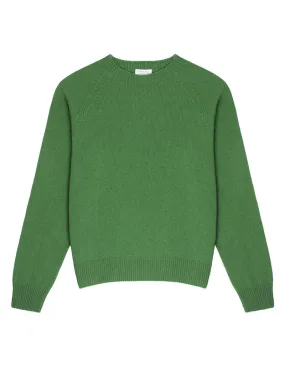 Sunspel Womens Lambswool Crew Neck Jumper Bright Green