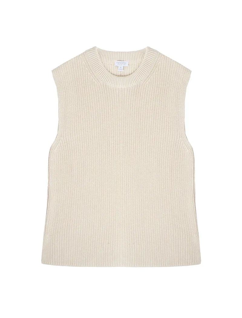 Sunspel Womens Sleeveless Jumper Ecru