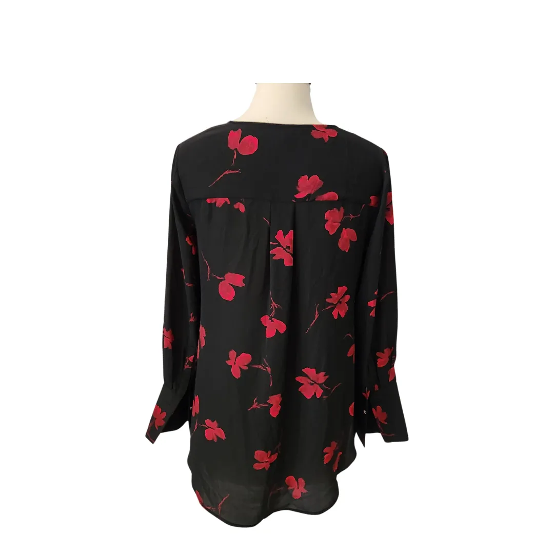 The Limited by Debenhams Black and Red Floral Blouse | Gently Used |