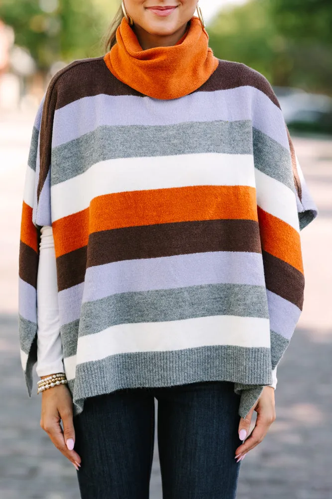 THML: Along For The Ride Rust Orange Striped Poncho