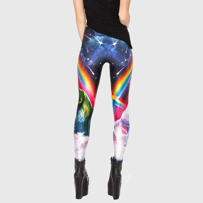 Unicorn vs Robot Rainbow Leggings